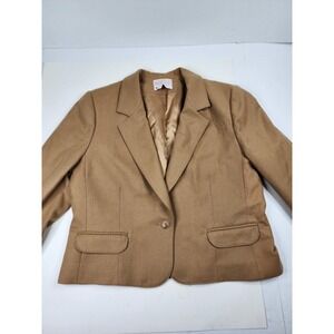 Vintage Pendleton Blazer Womens 14 Beige 100% Virgin‎ Wool Jacket Suit